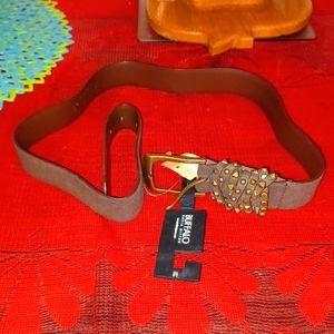 Bnwt brown leather belt med